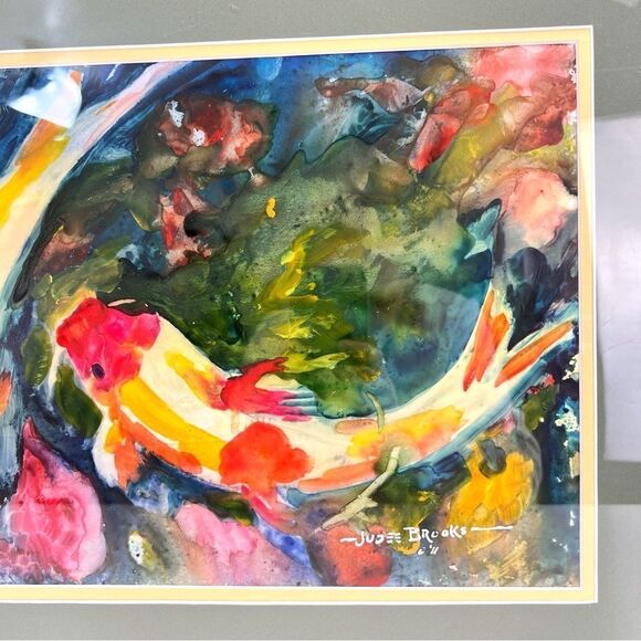 Original Watercolor Coy Koi Fish painting signed artist Judee Brooks - Picture 3 of 8